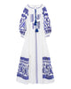 White Embroidered Linen Long Dress – Balloon Sleeves | ZALXNDRA