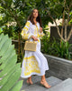 White Embroidered Linen Maxi Dress – Balloon Sleeves || ZALXNDRA