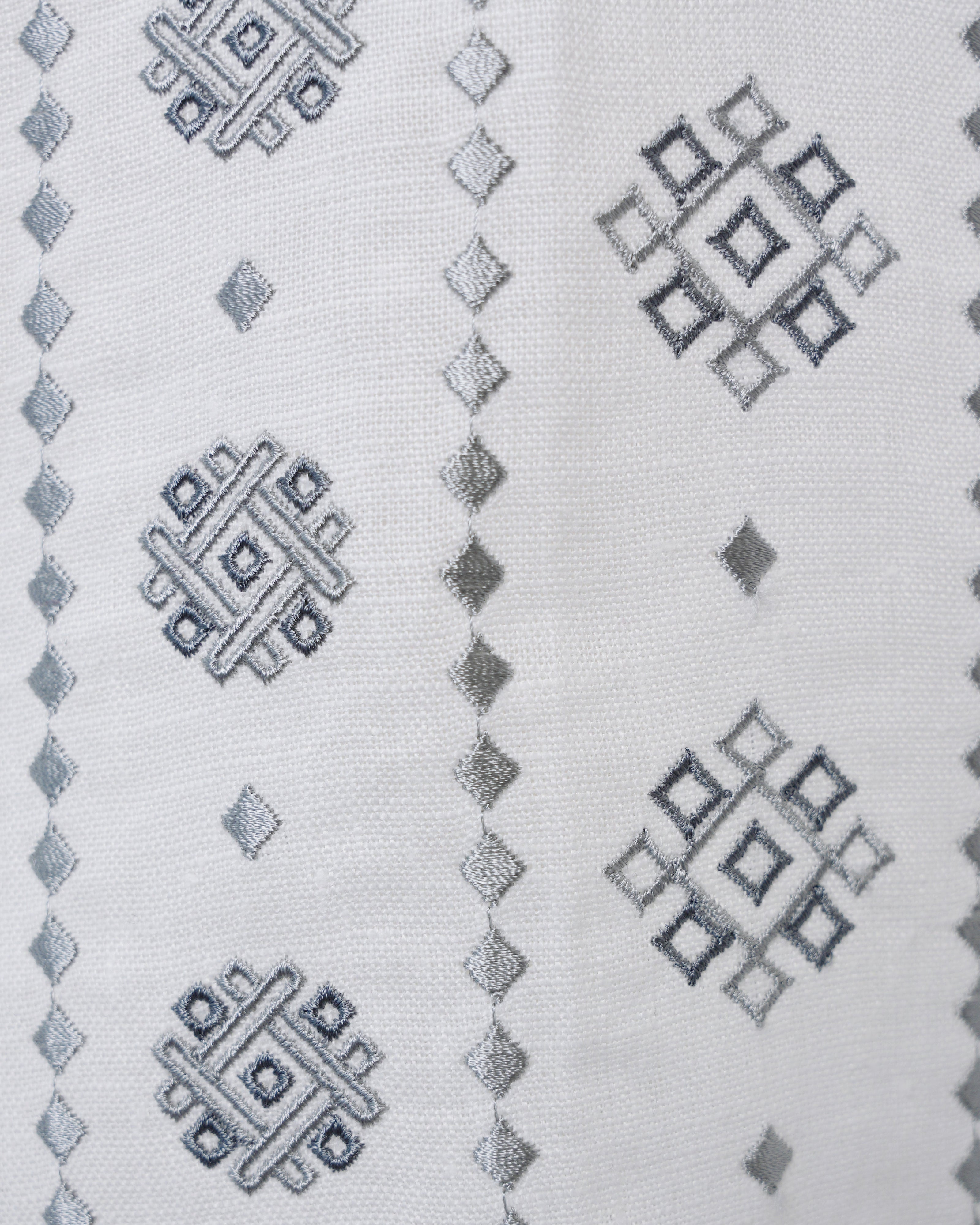 White Embroidered Linen Long Dress – Balloon Sleeves | ZALXNDRA