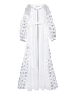 White Embroidered Linen Long Dress – Balloon Sleeves | ZALXNDRA