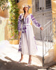 White Embroidered Linen Long Dress – Balloon Sleeves || ZALXNDRA