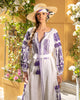 White Embroidered Linen Long Dress – Balloon Sleeves || ZALXNDRA